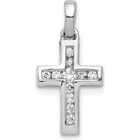 14K White Gold Latin Cross Pendant with Round Diamonds - 0.16 Carat Total Diamond Weight by Monteluci Fine Jewelry