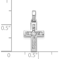 14K White Gold Latin Cross Pendant with Round Diamonds - 0.16 Carat Total Diamond Weight by Monteluci Fine Jewelry