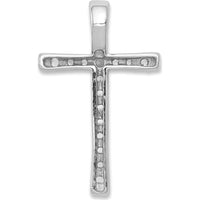 14K White Gold Latin Cross Slide Pendant with Round Diamonds - 0.20 Carat Total Diamond Weight by Monteluci Fine Jewelry