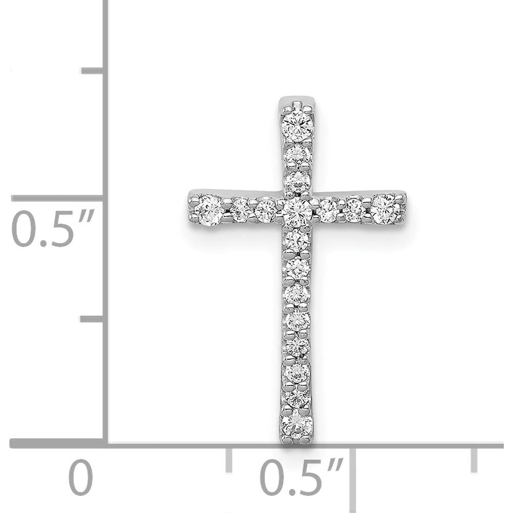 14K White Gold Latin Cross Slide Pendant with Round Diamonds - 0.20 Carat Total Diamond Weight by Monteluci Fine Jewelry