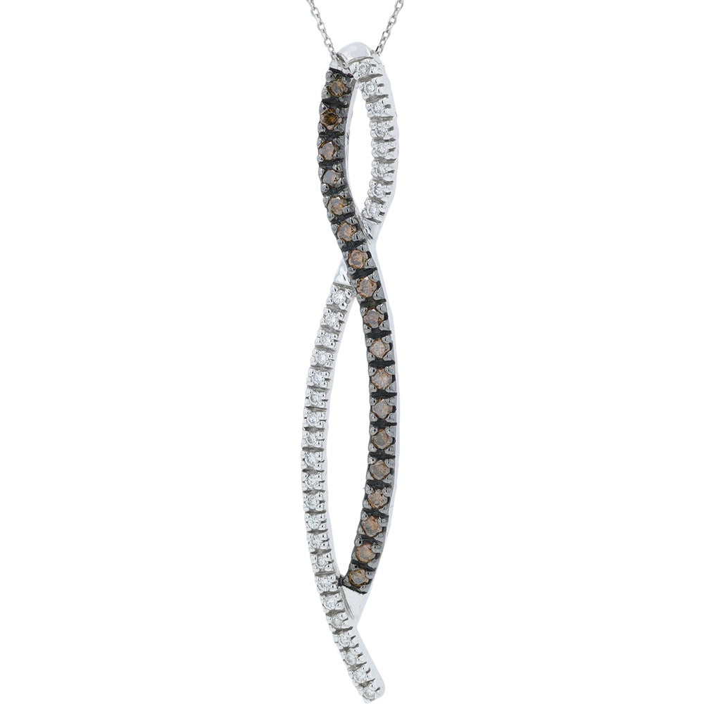 14K White Gold Le Vian Crossover Pendant with Prong-Set Round Diamonds - 0.50 Carat Total Diamond Weight