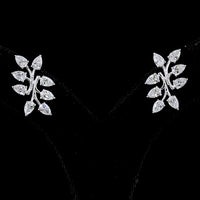 14K White Gold Leaf Cluster Earrings with Pear Shape Lab Diamonds - 2.63 Carat Total Diamond Weight - Covaloro Fine Jewelry