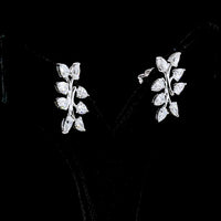 14K White Gold Leaf Cluster Earrings with Pear Shape Lab Diamonds - 2.63 Carat Total Diamond Weight - Covaloro Fine Jewelry