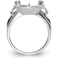 14K White Gold Leaf Motif Pearl & Diamond Ring Mounting for 7.5mm Center Stone by Monteluci Fine Jewelry
