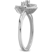 14K White Gold Leaf Motif Pearl & Diamond Ring Mounting for 7.5mm Center Stone by Monteluci Fine Jewelry