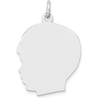 14K White Gold Left Facing Boy Charm - Engravable Personalized Pendant by Oro Pregiato