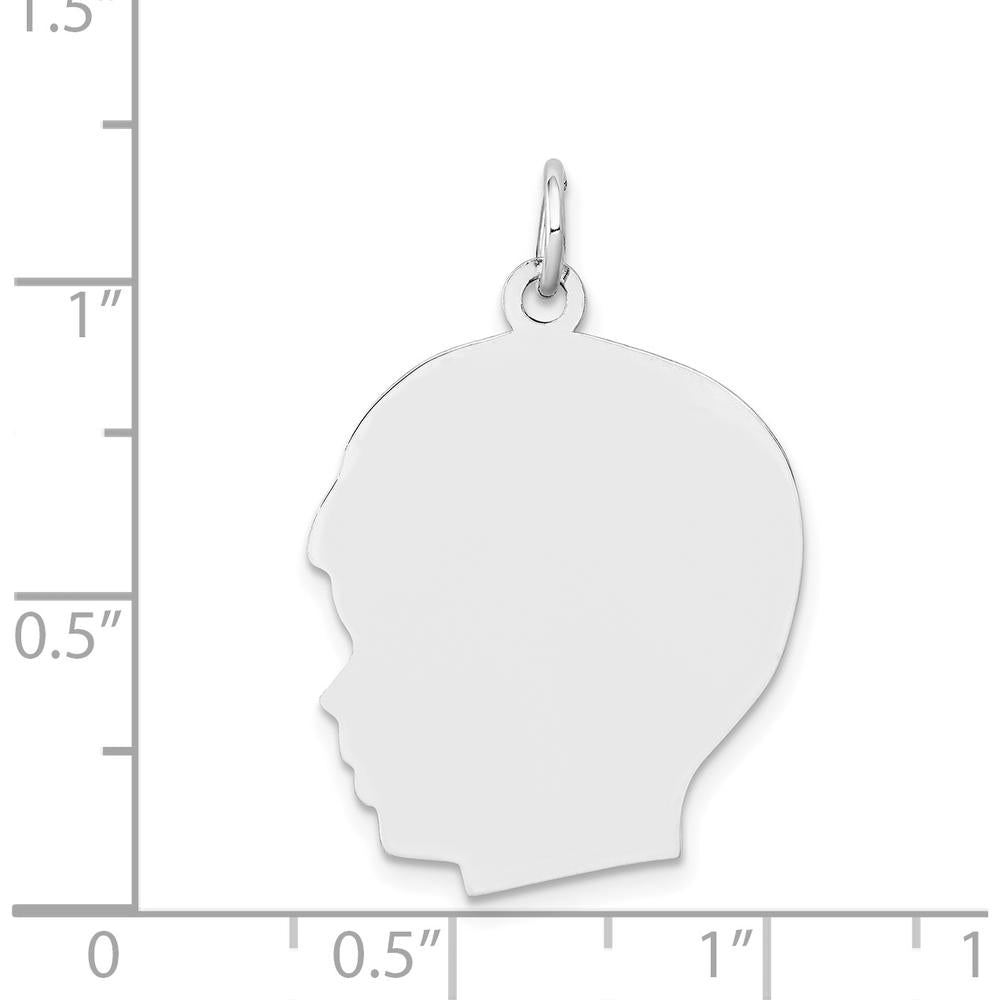 14K White Gold Left Facing Boy Charm - Engravable Personalized Pendant by Oro Pregiato