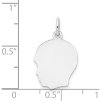 14K White Gold Left-Facing Boy Charm Pendant - Engravable, Polished Finish by Oro Pregiato