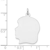 14K White Gold Left-Facing Girl Charm Pendant - Engravable, 26mm Length by Oro Pregiato