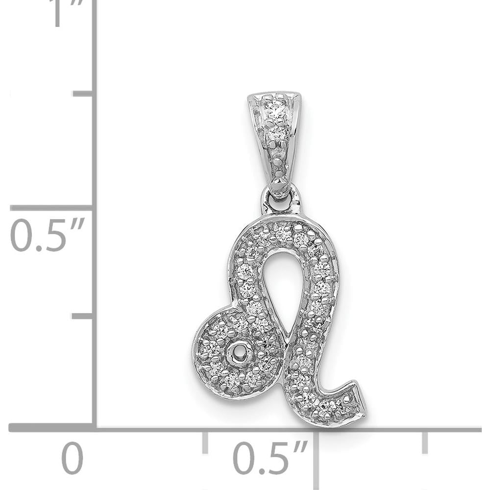 14K White Gold Leo Zodiac Pendant with Round Cut Diamonds - 0.028 Carat Total Diamond Weight by Monteluci Fine Jewelry