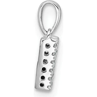 14K White Gold Letter M Pendant with Pave-Set Round Diamonds - Rhodium Finish by Oro Pregiato