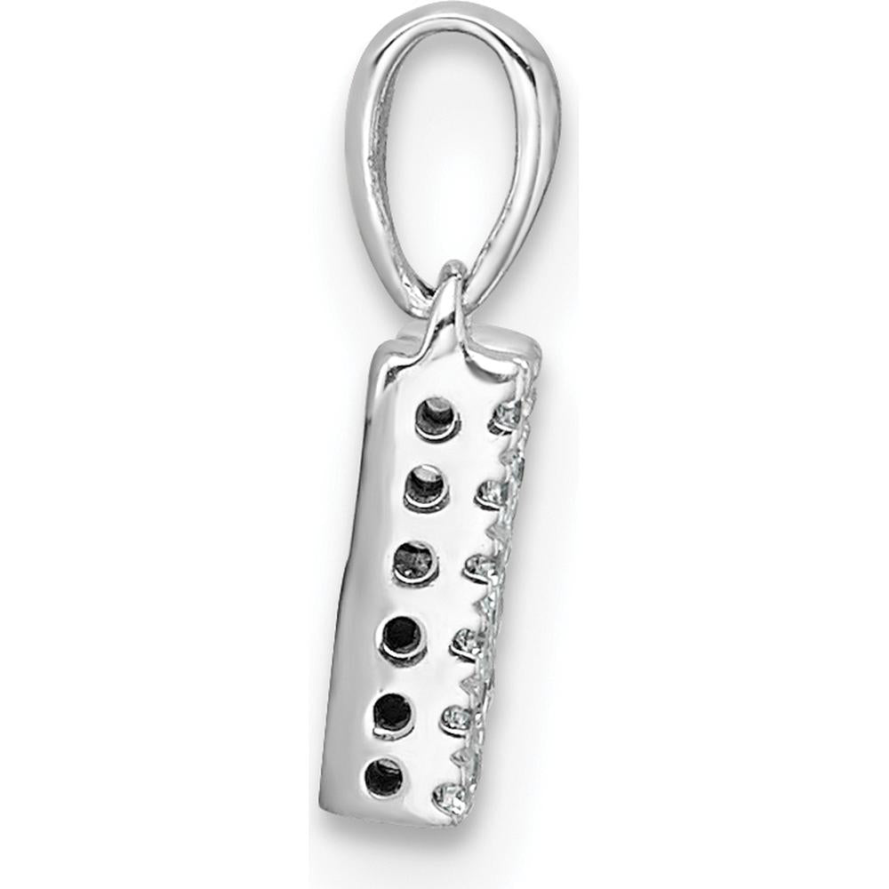 14K White Gold Letter M Pendant with Pave-Set Round Diamonds - Rhodium Finish by Oro Pregiato