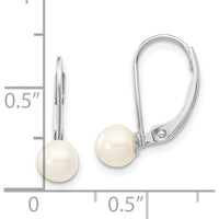 14K White Gold Leverback Earrings with 5-6mm White Round Akoya Saltwater Cultured Pearls by Monteluci Fine Jewelry