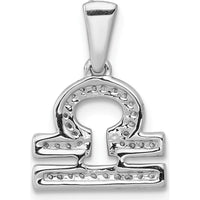 14K White Gold Libra Zodiac Pendant with Round Diamonds - 0.035 Carat Total Diamond Weight by Monteluci Fine Jewelry