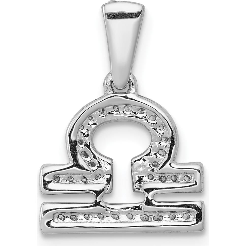 14K White Gold Libra Zodiac Pendant with Round Diamonds - 0.035 Carat Total Diamond Weight by Monteluci Fine Jewelry