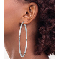 14K White Gold Lightweight 3mm Diamond-Cut Hoop Earrings with Rhodium Plating by 0