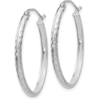 14K White Gold Lightweight Diamond-Cut Oval Hoop Earrings - 29mm Length by 0