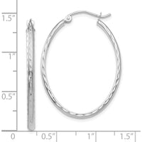 14K White Gold Lightweight Diamond-Cut Oval Hoop Earrings - Polished Finish by 0