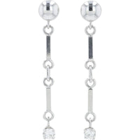 14K White Gold Linear Drop Earrings with 0.40 Carat Total Round Diamonds - Screw Back