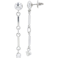 14K White Gold Linear Drop Earrings with 0.40 Carat Total Round Diamonds - Screw Back