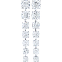 14K White Gold Linear Drop Earrings with 4-Prong Set Cushion Cut Lab Grown Diamonds - 7.25 Carat Total Diamond Weight