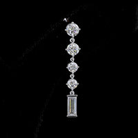 14K White Gold Linear Drop Earrings with Round and Baguette Lab Diamonds - 3.26 Carat Total Weight - Covaloro Fine Jewelry