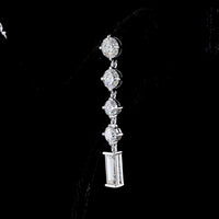 14K White Gold Linear Drop Earrings with Round and Baguette Lab Diamonds - 3.26 Carat Total Weight - Covaloro Fine Jewelry