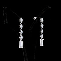 14K White Gold Linear Drop Earrings with Round and Baguette Lab Diamonds - 3.26 Carat Total Weight - Covaloro Fine Jewelry