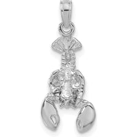 14K White Gold Lobster Pendant with Moveable Claws - 24mm by Oro Pregiato