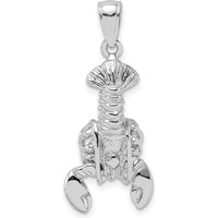 14K White Gold Lobster Pendant with Moveable Claws and Rhodium Plating - 30mm by Oro Pregiato