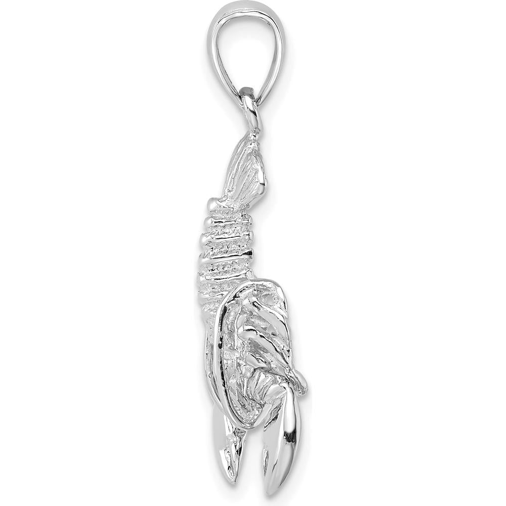 14K White Gold Lobster Pendant with Moveable Claws and Rhodium Plating - 30mm by Oro Pregiato