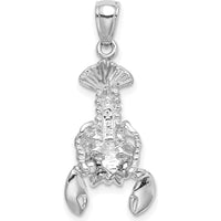 14K White Gold Lobster Pendant with Moveable Claws and Rhodium Plating - 30mm by Oro Pregiato