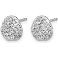 14K White Gold Love Knot Earrings with Round Diamonds - 0.12 Carats Total Diamond Weight by Monteluci Fine Jewelry