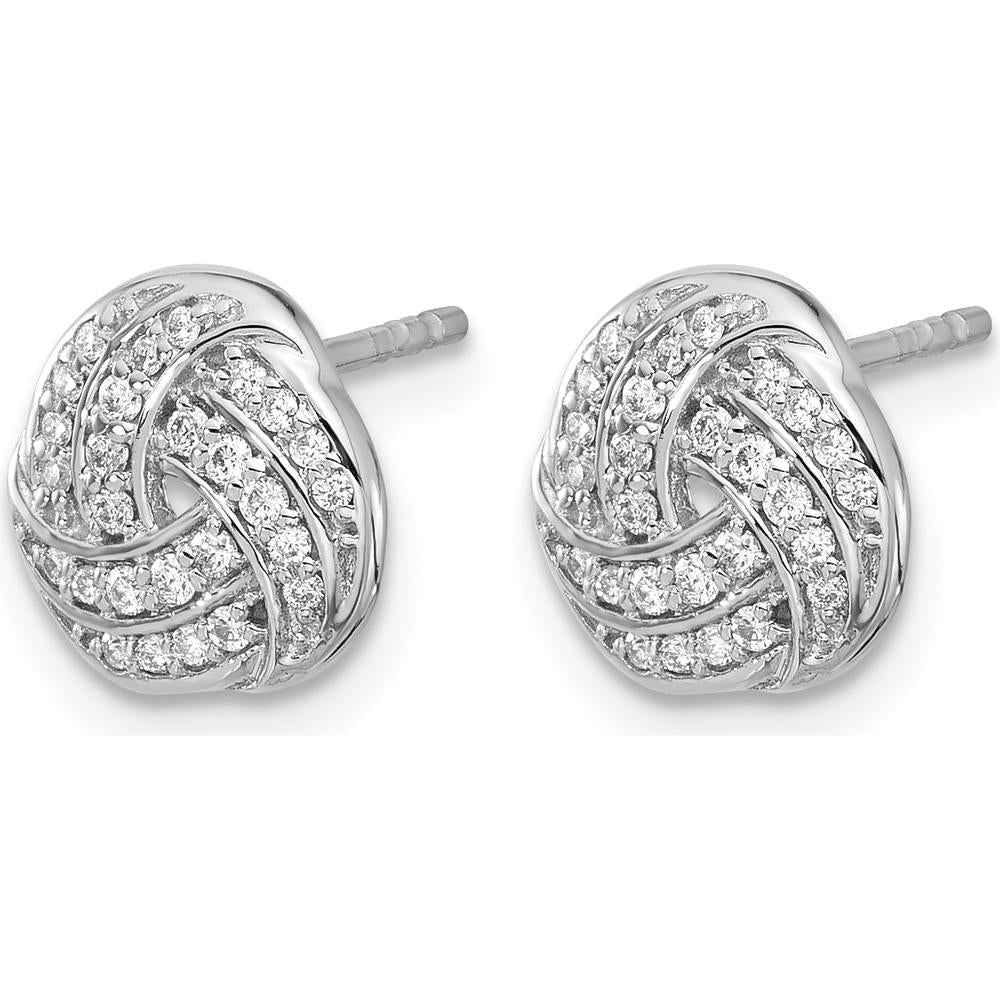 14K White Gold Love Knot Earrings with Round Diamonds - 0.12 Carats Total Diamond Weight by Monteluci Fine Jewelry