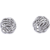 14K White Gold Love Knot Stud Earrings - Elegant and Timeless Design