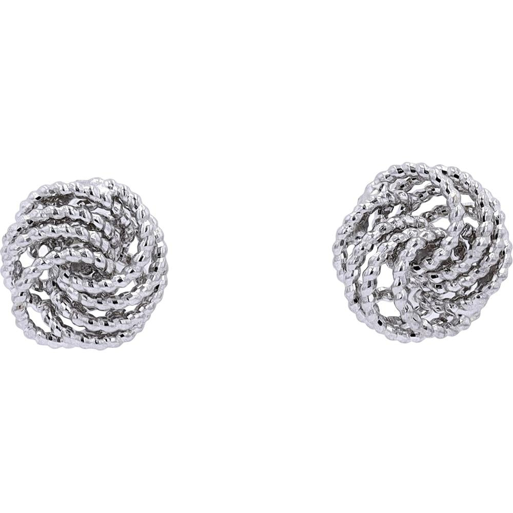 14K White Gold Love Knot Stud Earrings - Elegant and Timeless Design