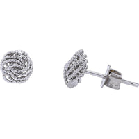 14K White Gold Love Knot Stud Earrings - Elegant and Timeless Design