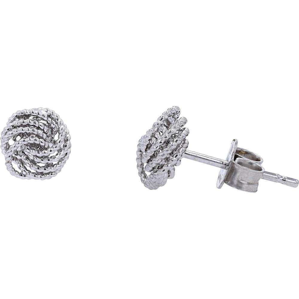 14K White Gold Love Knot Stud Earrings - Elegant and Timeless Design