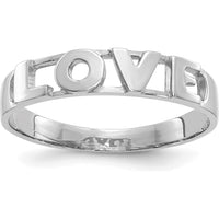 14K White Gold LOVE Ring with Polished Finish and Rhodium Plating by Oro Pregiato