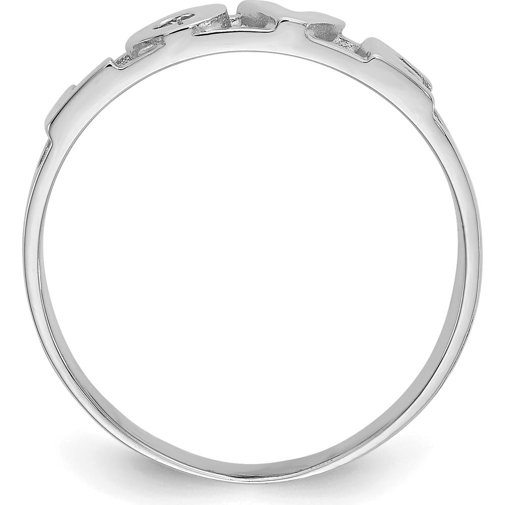 14K White Gold LOVE Ring with Polished Finish and Rhodium Plating by Oro Pregiato