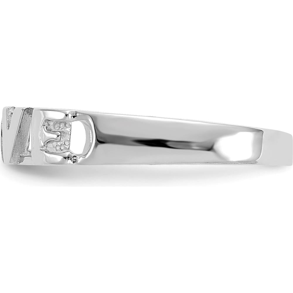 14K White Gold LOVE Ring with Polished Finish and Rhodium Plating by Oro Pregiato