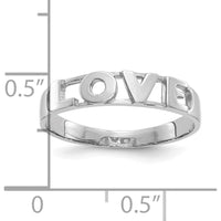 14K White Gold LOVE Ring with Polished Finish and Rhodium Plating by Oro Pregiato