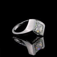 14K White Gold Lozenge Step Cut Solitaire Ring with Inclined Half Bezel Setting and 2.90 Carat Lab Diamond (E-F Color, VS1 Clarity) - Covaloro Fine Jewelry
