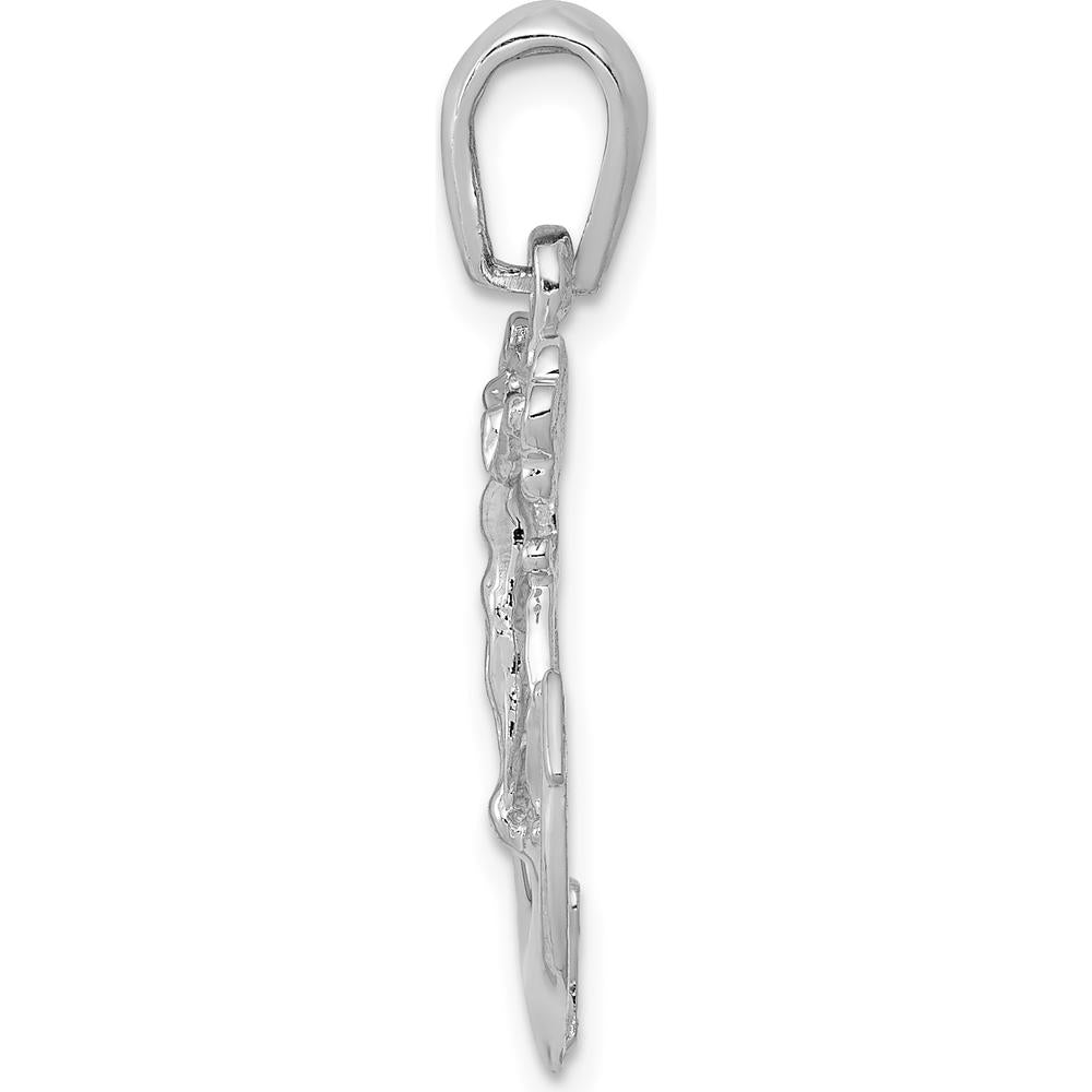14K White Gold Mariners Crucifix Pendant with Rhodium Plating - 30mm by Oro Pregiato