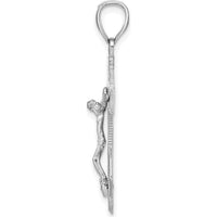 14K White Gold Mariners Crucifix Pendant with Rope and Anchor Design - Religious Jewelry Symbol of Faith by Oro Pregiato