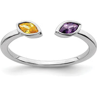 14K White Gold Marquise Amethyst and Citrine Gemstone Ring - 0.44 Carat Total Gemstone Weight by 0