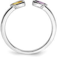 14K White Gold Marquise Amethyst and Citrine Gemstone Ring - 0.44 Carat Total Gemstone Weight by 0