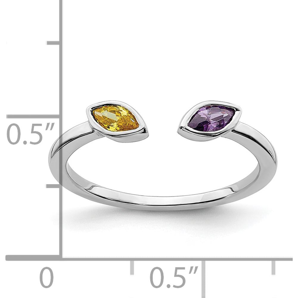 14K White Gold Marquise Amethyst and Citrine Gemstone Ring - 0.44 Carat Total Gemstone Weight by 0