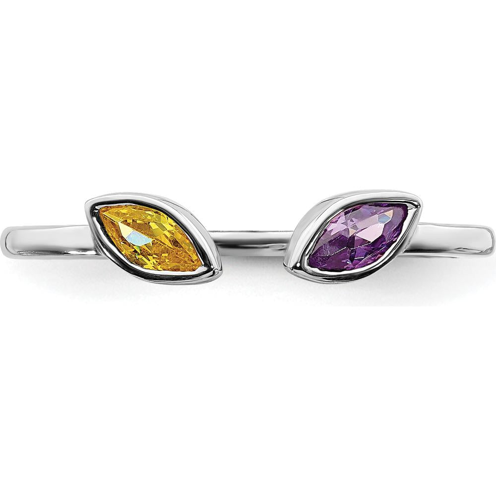14K White Gold Marquise Amethyst and Citrine Gemstone Ring - 0.44 Carat Total Gemstone Weight by 0