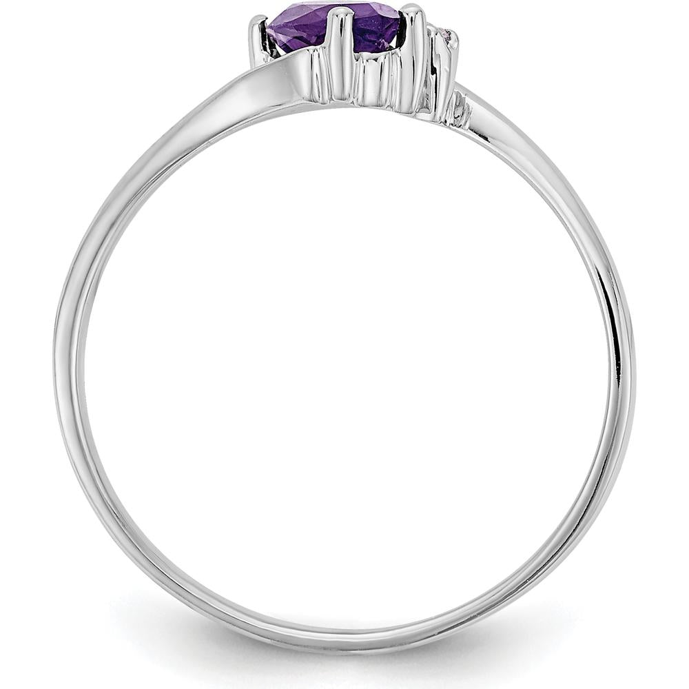 14K White Gold Marquise Amethyst and Diamond Ring - 0.31 Carat Amethyst, 0.007 Carat Diamond by Monteluci Fine Jewelry